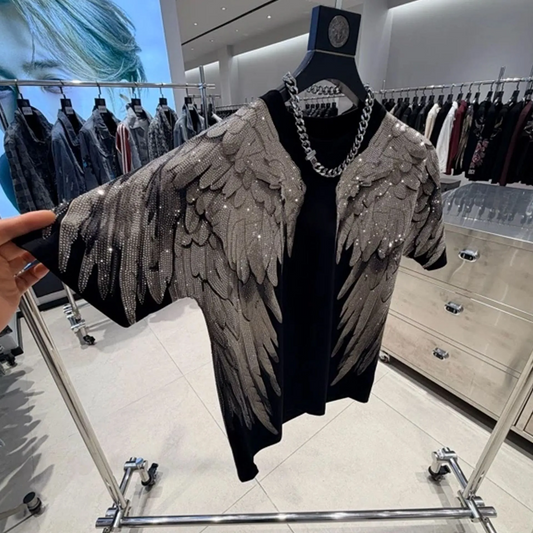 Men's Shiny Wing Rhinestone T-Shirt