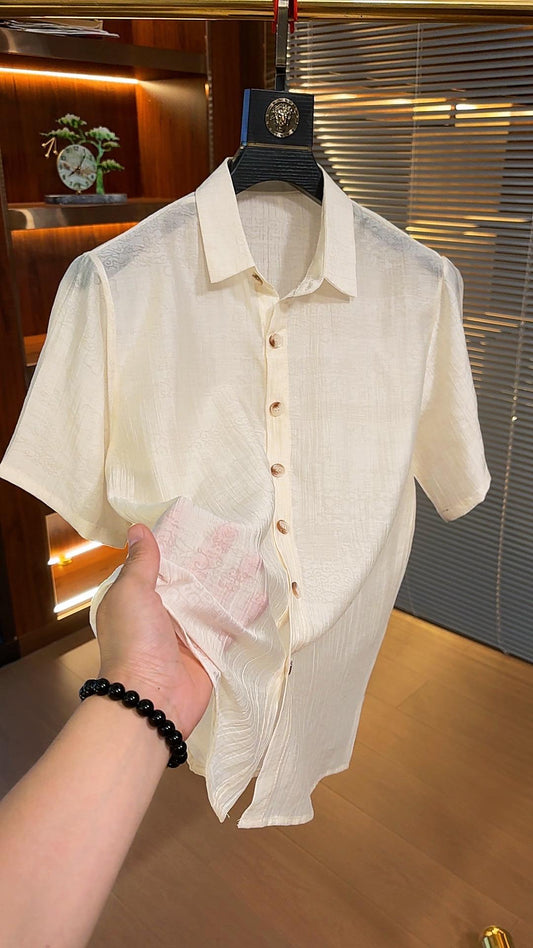 Men's Striped Ice Silk Shirt