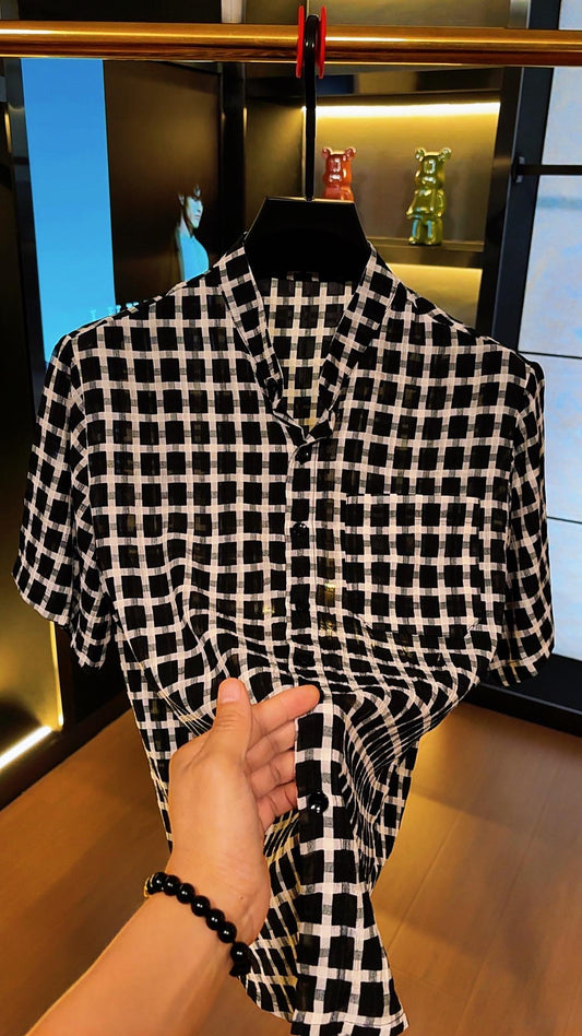 Men's Checkered Ice Silk Shirt