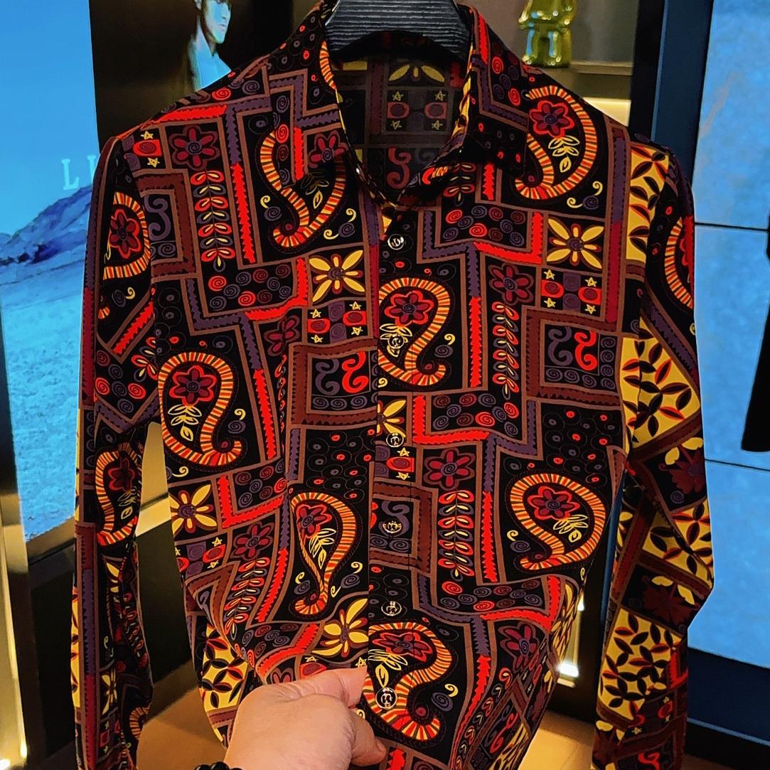 Red Vintage Casual Floral Shirt