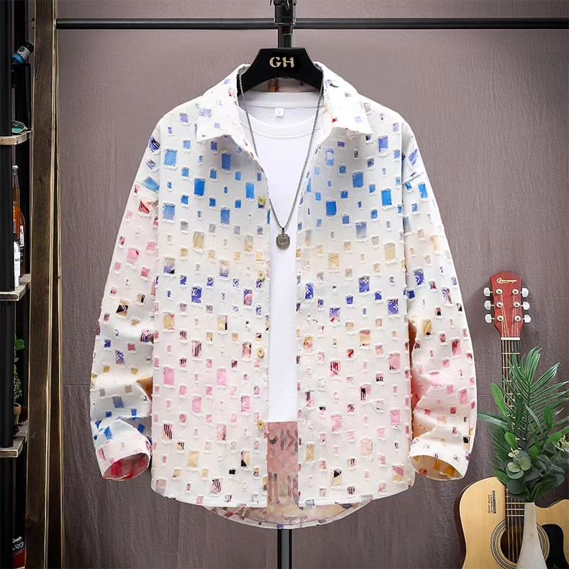 Distressed Colorful Checkerboard Coat
