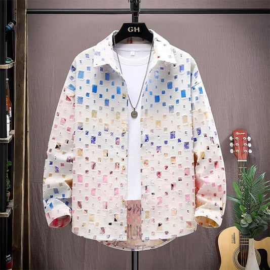 Distressed Colorful Checkerboard Coat