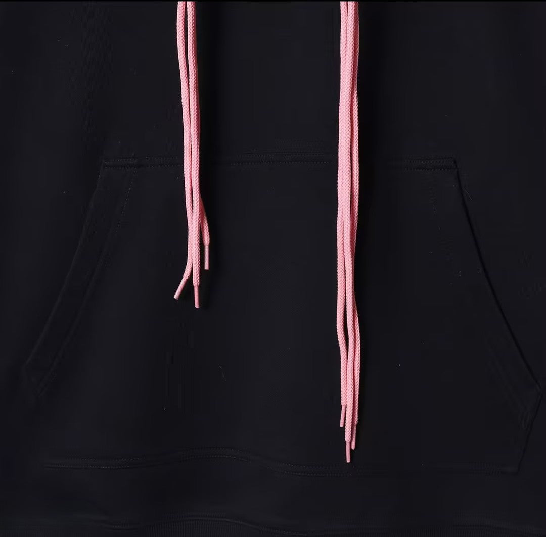 Pink Drawstring Hip-Hop Hoodie