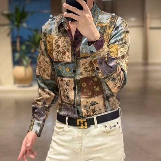 Oil Painting-Style Printed Shirt