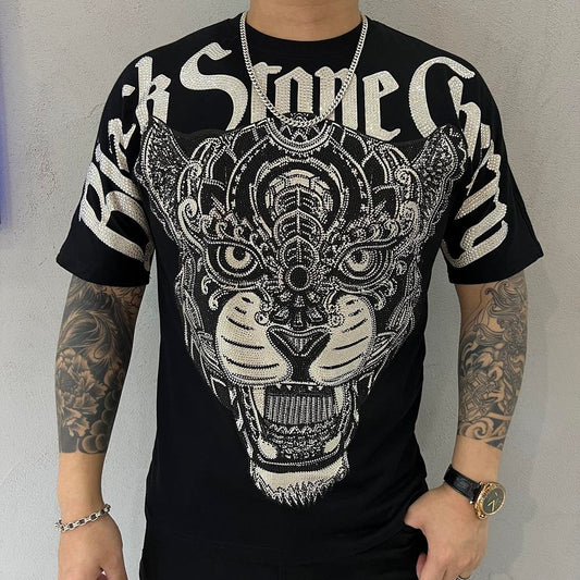 Cotton Rhinestone Tiger Tee