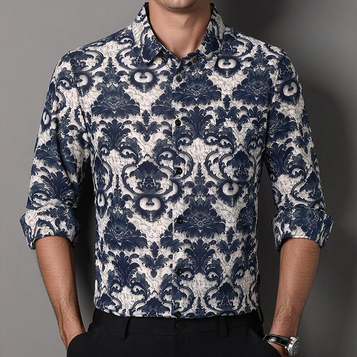 Men's Printed Long-Sleeve Shirt