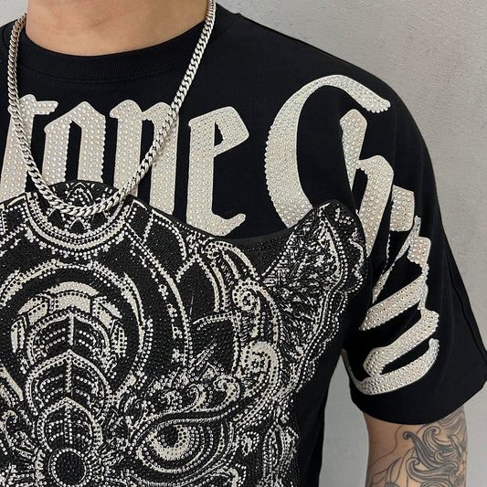 Cotton Rhinestone Tiger Tee