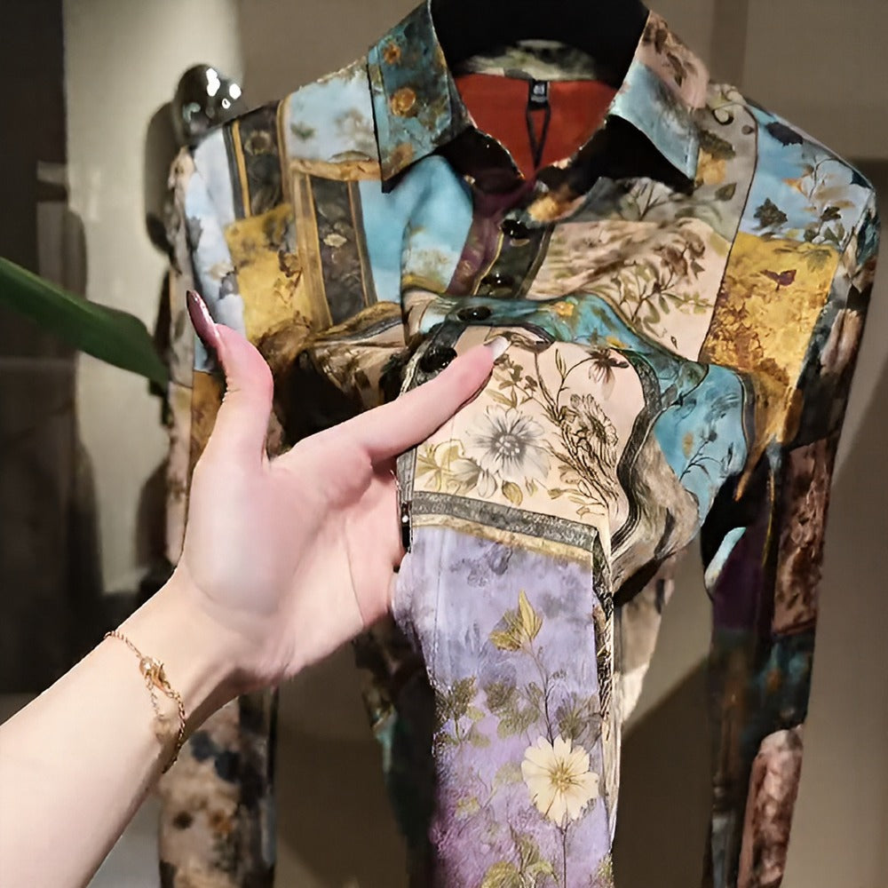 Oil Painting-Style Printed Shirt