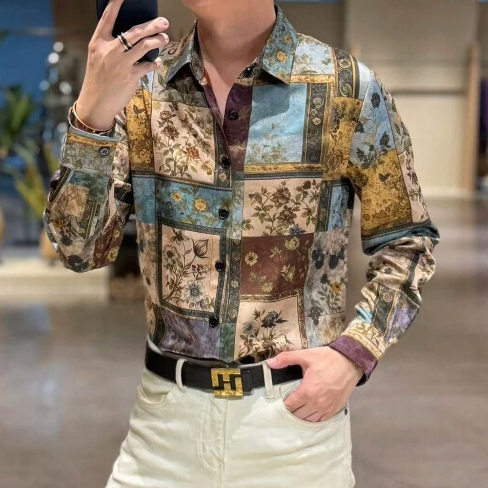Oil Painting-Style Printed Shirt
