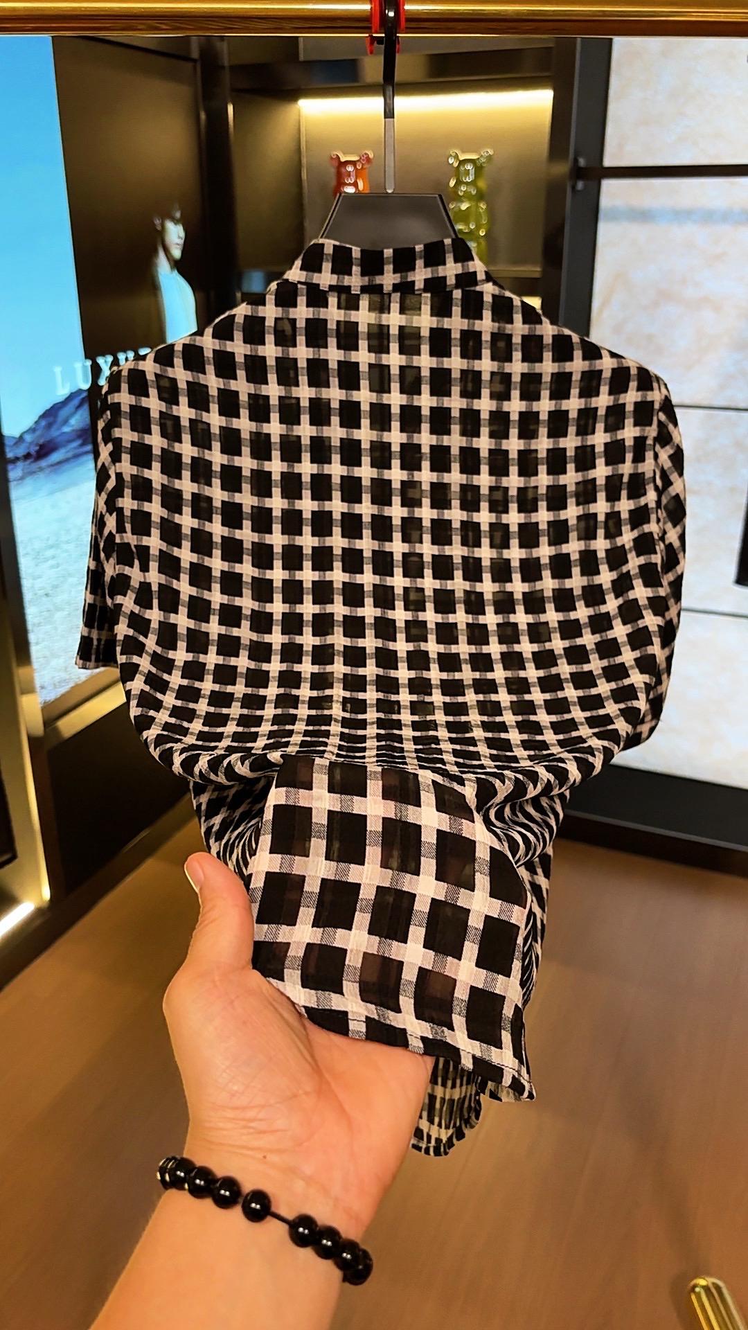 Men's Checkered Ice Silk Shirt